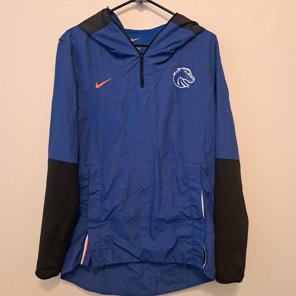Nike Boise State Broncos On-Field Hooded Quarter Zip Windbreaker Blue Mens Small
